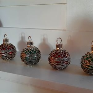 SET OF FOUR Beautiful Godinger Silver Plate Vintage Ornaments